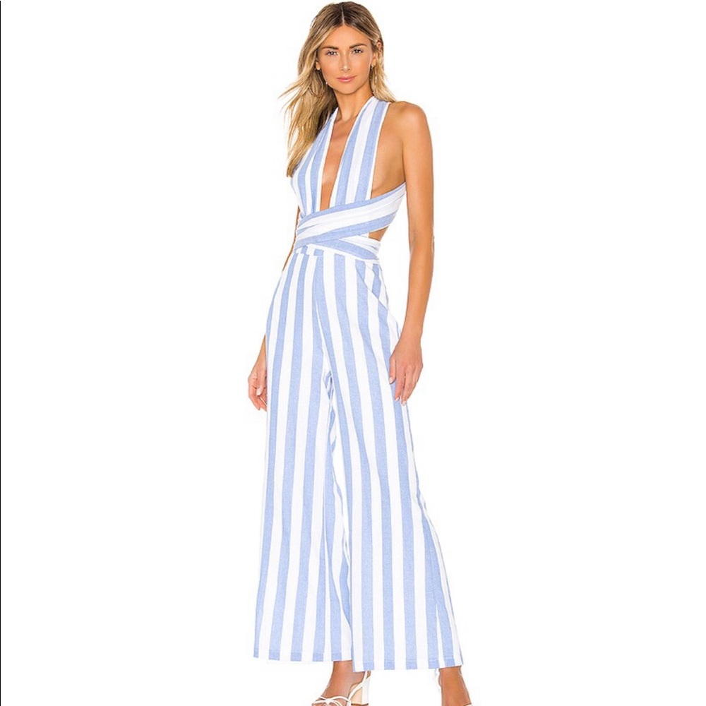 Kia Striped Jumpsuit in Blue & White